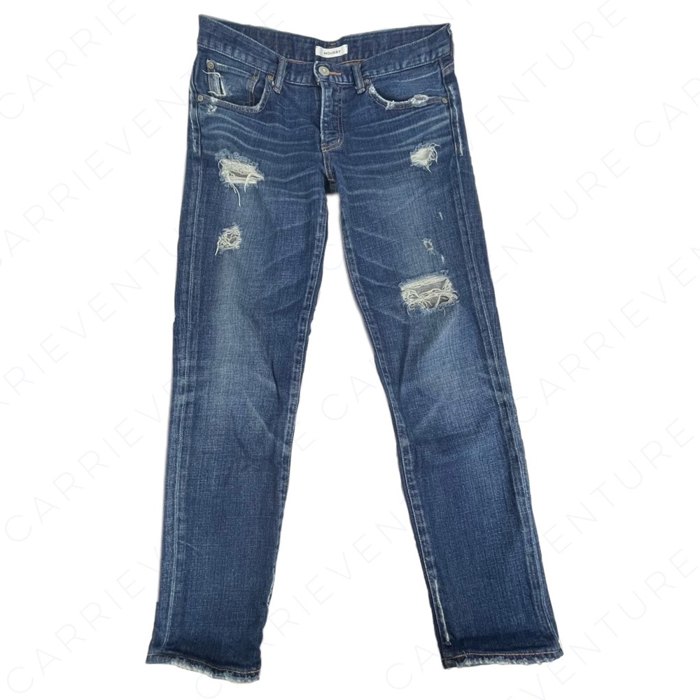 Moussy Vintage iSKO Comfort Ace Skinny Ripped Blue Jeans 28 Style 010AAC12-2650